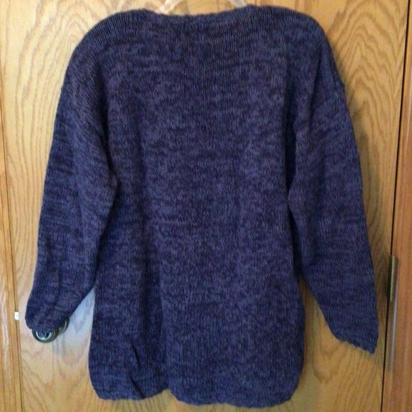 Tiara International - Vintage Long Blue with Autumn Design Pullover Sweater - Picture 2 of 7